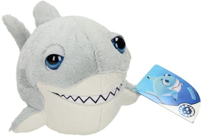 Lobbes knuffel haai pluche - grote kop - 18cm - zachte speelgoedknuffel.