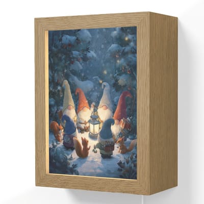 Wandlamp 15x20 cm - Oplaadbaar - Winter - Gnooms - Eekhoorns - Meerkleurig - Wandlampen binnen woonkamer - Slaapkamer lamp met kabel - Decoratieve nachtlamp - Vloerlamp snoer