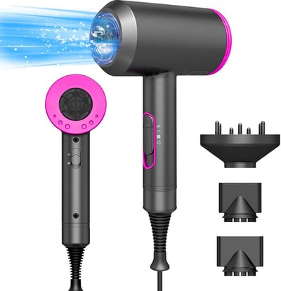 Ynkkvre - ionische haardroger 1800W - AC motor föhn - snelle droogfunctie - 3 temperatuurstanden - 2 snelheden - met warm/koud knop - geschikt voor thuis en kapsalon