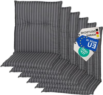 Tuinstoelkussens Set - Zitkussens Buiten - Comfortabel Zitten - UV-Bestendig Ademend - 100 x 50 cm - Grijs Gestreept