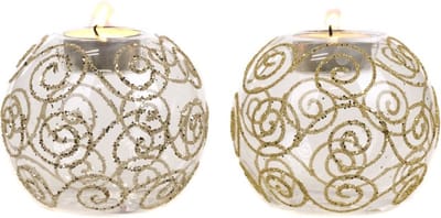 Goodwill Waxinelichthouder Glas Champagne-Goud D 10 cm Voordeelass. Per 2 Stuks