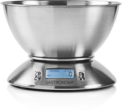 Gastronoma 18310021 - Digitale keukenweegschaal - RVS - Afneembare kom - Timer - Temperatuursensor - LCD-display