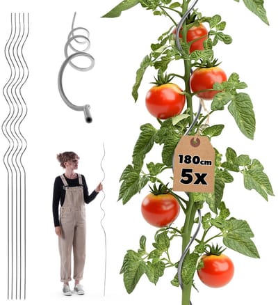KADAX spiraalvormige plantenstok van aluminium, 180 cm, 5 stuks