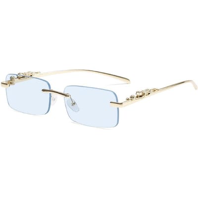 Kwaliteit Cheetah Decoratieve Frameloze Rechthoekige Zonnebril Bril Mannen Dames Vintage Randloos Rechthoek Luipaard Hoofd Duurzaam Metaal Metaal Zon only 1 sunglasses