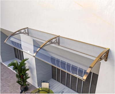 Voordeur Luifel - Regenhoes Deur - Bescherming Buiten - Gebogen Radiale Structuur - 60x250cm - Transparant
