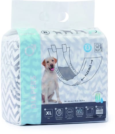 Mpets Luier - Training & Gedrag - 18x11x17 cm Zwart Wit Voor Reuen Xl