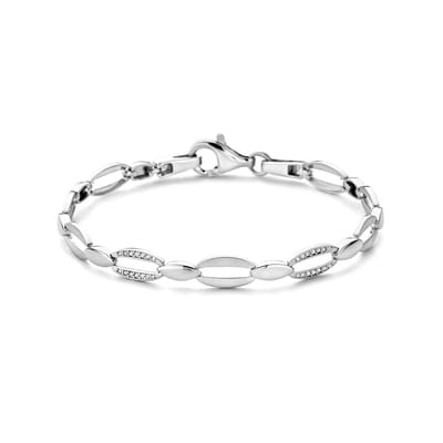 Zilver Gerhodineerd Armband Zirkonia 6,0 Mm 18,5 Cm Poli/Mat 1338506