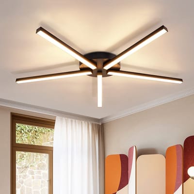 NETTLIFE Plafondlamp LED - Zwart - 5-Lichts - 3000K Warm wit Licht - Metaal en PC - Moderne Plafondverlichting 64.2cm- voor Woonkamer | Slaapkamer - 24W