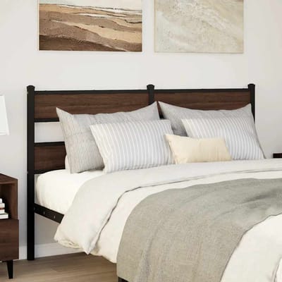 vidaXL - Vervangend - hoofdbord - 160 - cm - bewerkt - hout - en - staal - bruin - eikenkleurig