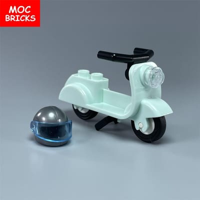 MOC City Sport Rijden Fiets Scooter Motorfiets Helm Assemblage Bouwstenen compatibel met 15396c01 Speelgoed kinder cadeaus
