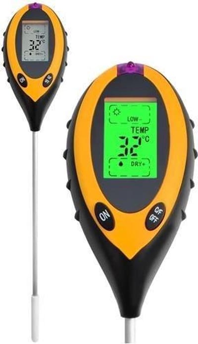 *** 4-in-1 PH meter voor perfecte planten - Grond|Temp|Licht|Vocht - Digitaal voor tuin en buiten - Meet nauwkeurig zuurtegraad en temperatuur - van Heble® ***