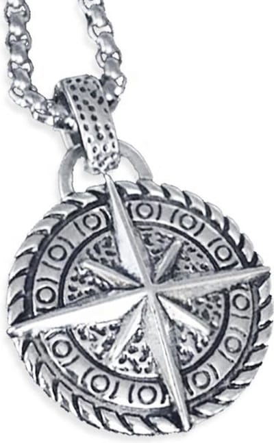Ketting Heren met Kompas Hanger - Zeevaarder - Zilver Kleurig - Kettingen - Papa Cadeau Voor Mannen - Vaderdag