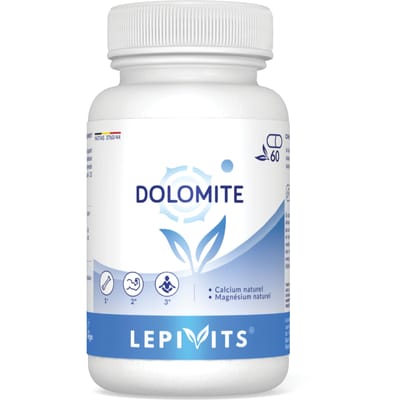 Dolomiet 500mg | 60 plantaardige capsules | Uitgebalanceerde aanvoer van natuurlijk calcium en magnesium | Bestrijdt demineralisatie en bevordert spierontspanning | Made in Belgium | LEPIVITS