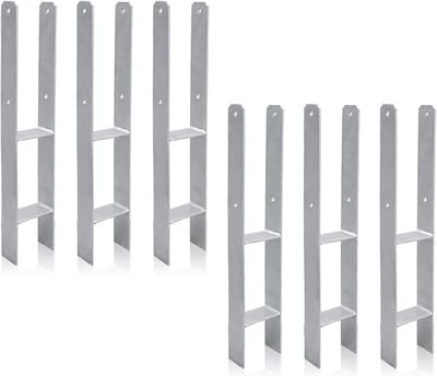 H-paalanker 6 stuks - Paaldrager grondanker - Houtconstructies bouwen - Corrosiebestendig verzinkt staal - 600 mm lengte - Zilver