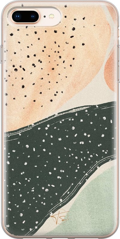 Hoesje geschikt voor iPhone 8 Plus - Abstract peach - Soft Case - TPU - Print - Multi - Mooie Telefoonhoesjes