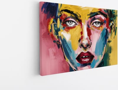 Saammp Canvas Schilderij - Vrouw met kleurrijk gezicht - abstract - 30x20 - Foto op canvas - Wanddecoratie - Muurdecoratie Woonkamer - Slaapkamer decoratie - Canvas Print