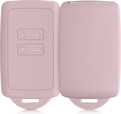 kwmobile autosleutelhoes geschikt voor Renault 4-knops Smartkey autosleutel (alleen Keyless Go) - Siliconenhoes in mat oudroze - Sleutelcover