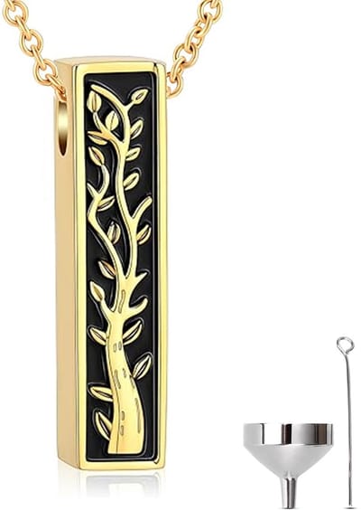 Luxe Ashanger - met Ketting (55 cm) - Voor As, Haren of Parfum - Assieraad - As Ketting - Gedenksieraad - Urn - As Hanger - Incl. As vuller en Opbergzakje - Gold Tree