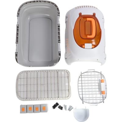 Plastic Hondenkennel Luchtvaartmaatschappij Kattenvervoerder Kennel Harde Schaal Ventilatie Grote Ruimte Draagbaar Huisdier Reizen gray