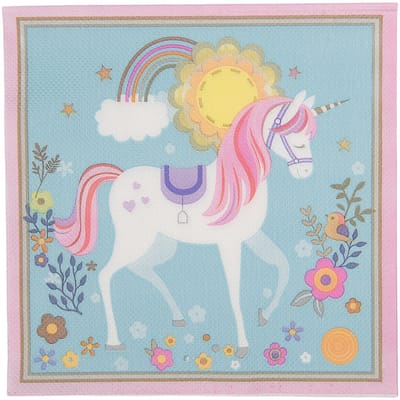 Clayre & Eef Servetten Papier Set van 20 33x33 cm Blauw Papier