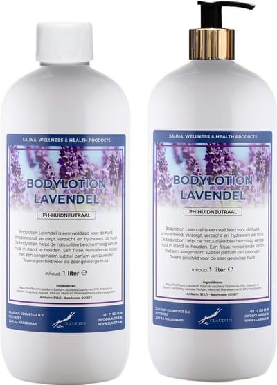 Bodylotion Lavendel 1 Liter - met gouden pomp - set van 2 stuks