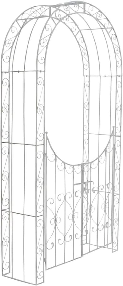 Rozenboog met poort - Klimplant steun - Tuin decoratie - Handgemaakt stevig ijzer - 245 cm hoog - Antiek bruin