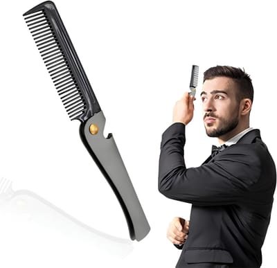 Dailygoods- Baardkam Roestvrij Staal - Opvouwbaar - Antistatisch - Gladde Tanden - Comfortabel - Duurzaam voor Langdurig Gebruik - Kam
