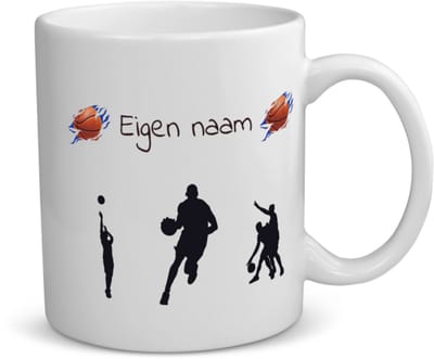 Akyol - basketbal met eigen naam - koffiemok - theemok - Basketbal - jongens en meisjes - cadeau - verjaardag - geschenk - gepersonaliseerd - jongens en meisjes - 350 ML inhoud