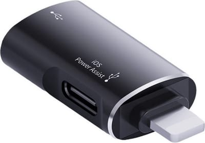 2 IN 1 - 8-Pin naar USB-C + USB (OTG) adapter - geschikt voor iPhone en iPad - 8-Pins male naar USB-C en USB female - kabel - zwart - Provium