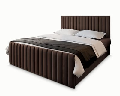 Boxspring ARION 140x200 cm met matras en topper, bedkasten - Bruin