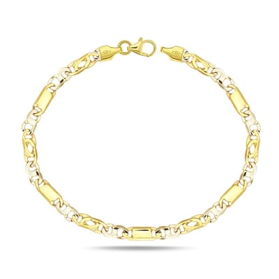 Juwelier Zwartevalk 14 karaat gouden bicolor armband - ZV 961/19,5cm
