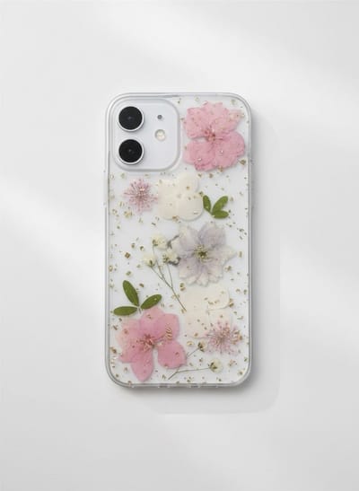Vrolijk telefoonhoesje met echte droogbloemen - iPhone 17
