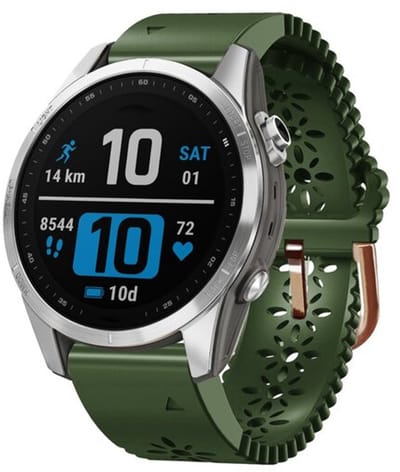 By Qubix - Geschikt voor Garmin bandje - 20mm Quickfit - Flower siliconen bandje - Groen - Geschikt voor Garmin Fenix 8 - 43mm