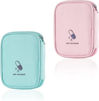 Set van 2 Reistasjes voor Geneesmiddelen - Kleine Eerste Hulp Tas voor School, Kamperen, Thuis en Op Reis