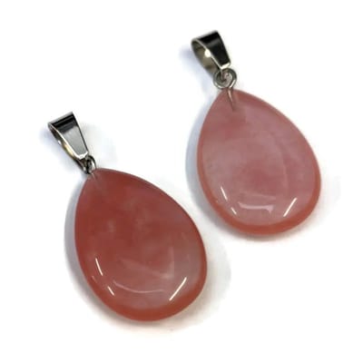 Aramat Jewels | Hangers | Roze Watermeloen Kwarts Druppel Hanger natuursteen | | | |20mm | Staal | Volwassenen | Verkleurd niet