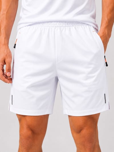 SparkNine Apex fitnesshort - sportbroek - met ritszakken - XL - wit - functioneel - sneldrogend & ademend - elastische band met trekkoord