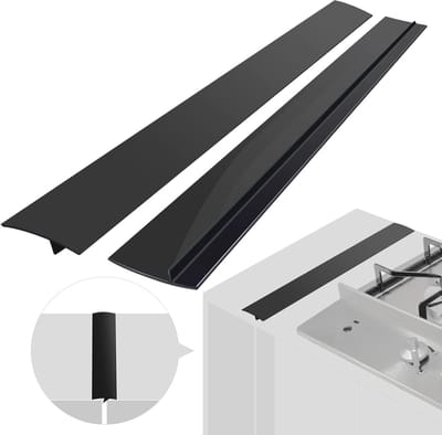 Daity Siliconen afdekplaatjes voor kookplaten (2 stuks) - gemakkelijk te reinigen hittebestendige brede en lange afdekplaatjes - dicht gemorste vloeistoffen af ​​tussen aanrechtbladen - kookplaten - wasmachines en drogers (21 inch - zwart)