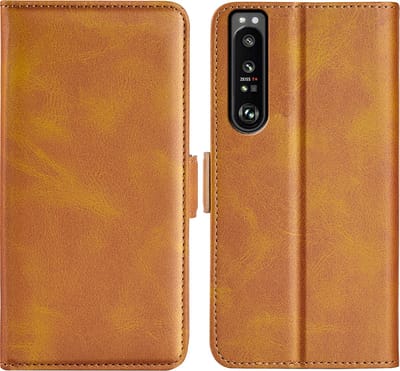 MobyDefend Hoesje - Geschikt voor Sony Xperia 1 IV - Luxe Wallet Book Case (Sluiting Zijkant) - Lichtbruin