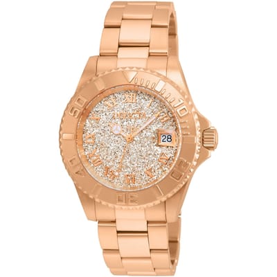 Invicta Angel 22708 Dameshorloge - Quartz Uurwerk - Roestvrij Staal met Roze Gouden Wijzerplaat - 40 mm