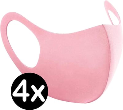 Mondkapje Wasbaar Roze Mondmasker Wasbaar Mondkapje Wasbare Mondkapjes Niet Medisch Elastisch Universeel - 4 PACK