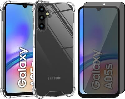 Hoesje geschikt voor Samsung Galaxy A05s - Privacy Screenprotector Volledig Dekkend Glas - Shockproof Transparant