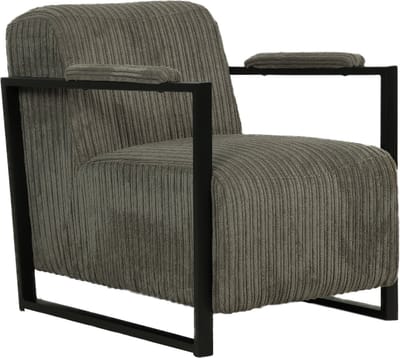 Happyment Moderne Fauteuil - Voor binnen - Grijs - Loungestoel met hoofdkussen - Volwassenen - Loungezetel - Modern