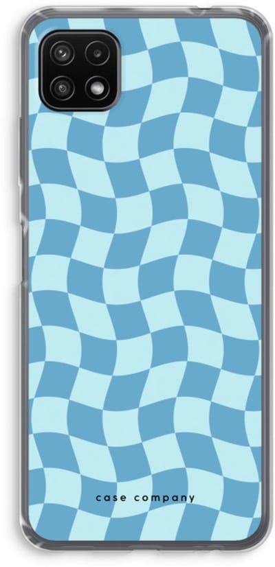 Case Company® - Hoesje geschikt voor Samsung Galaxy A22 5G hoesje - Grid Blauw - Soft Cover Telefoonhoesje - Bescherming aan alle Kanten en Schermrand