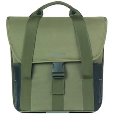 Basil GO - Enkele fietstas - 16L - Groen - Waterafstotend - Reflectiedetails - Elastische zijvakken