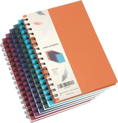 Spiraalvormige Notitieboeken 6 Stuks - 13,5 x 21,5 cm - 100 g/m² - College Gelijnd - 160 Pagina's - Diverse Kleuren - Voor Werk, School en Geschenken