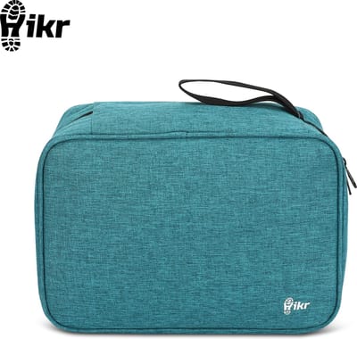Hikr Toilettas met haak – Ophangbare reis toilettas – Extra ruim 6,7 liter – Waterdichte 300D Snowflake – Lichtgewicht & hangend – Voor dames en heren – Groen