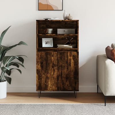 vidaXL Hoge kast 60x36x110 cm bewerkt hout gerookt eikenkleurig