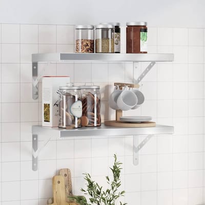 vidaXL - Wandschappen - 2 - st - 50x30 - cm - roestvrijstaal - zilverkleurig