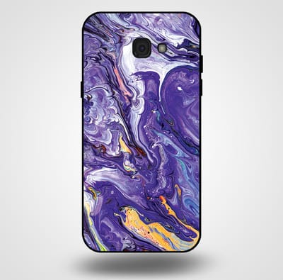Smartphonica Telefoonhoesje voor Samsung Galaxy A7 2017 met marmer opdruk - TPU backcover case marble design - Goud Paars geschikt voor Samsung Galaxy A7 2017