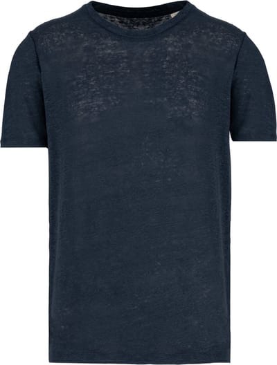 Spasso Linnen heren-t-shirt ronde hals kraag SP320 - Navy Blue - S